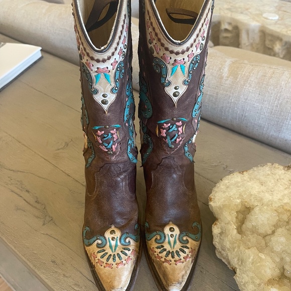 Corral Boots Womens Winged Eagle Embroidered Leather Cowboy Western Boots 7.5 - Picture 2 of 7